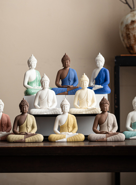 新中式禅意陶瓷如来佛像摆件