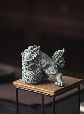 国潮中国风青砂石狴犴招财神兽摆件家居客厅桌面博古架工艺品装饰