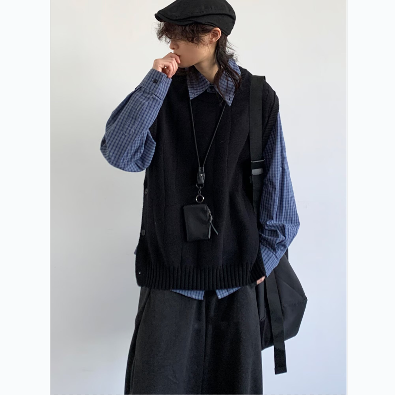 三件装/单件秋冬日系复古纯色马甲毛衣男女学院风叠穿针织衫背心,淘宝优惠券,粉丝福利购,淘宝优惠卷