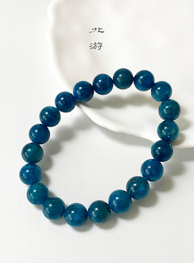 天然蓝磷灰手串女情侣款老矿磷灰单圈手链男DIY手工蓝锂辉饰品
