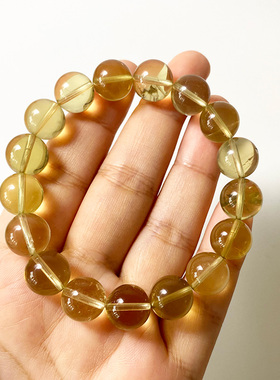 天然柠檬黄水晶手串女招财转运单圈手链男简约饰品首饰生日礼品