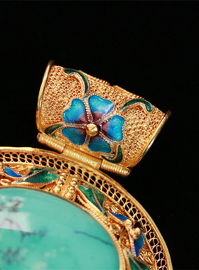 银镀金烧蓝镶嵌全天然绿松石项坠