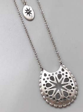 LuckyBrand银色双层可拆单项链