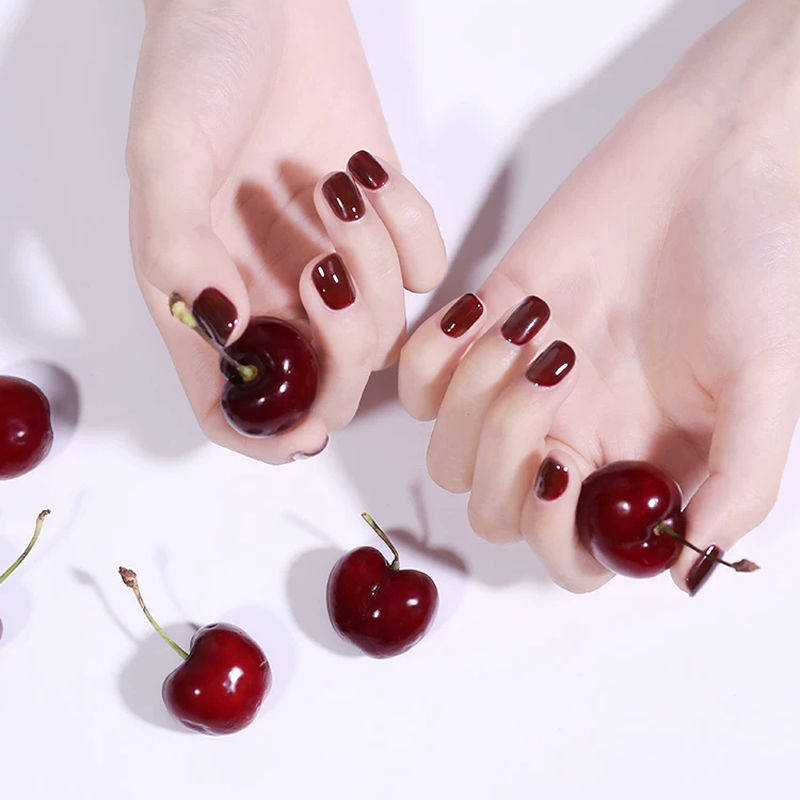 车厘子红甲油胶网红流行色美甲店 芳莹耳钉