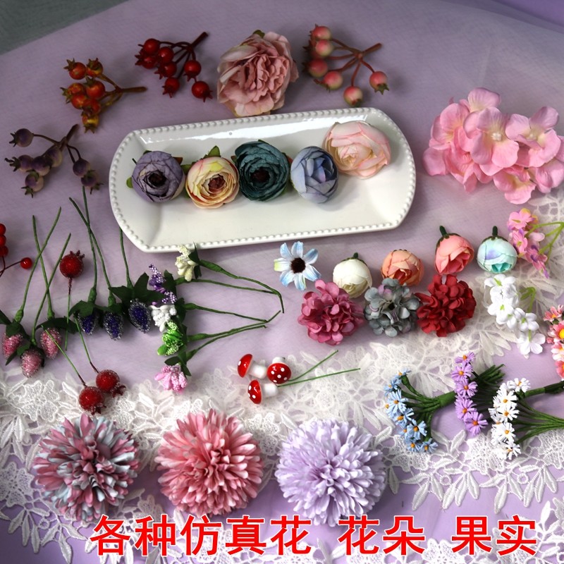 手工自制头花发饰材料发夹森系diy仿真花朵果圣诞松果实饰品配件_虎窝淘