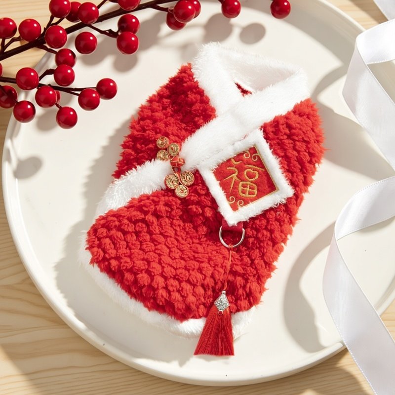 新年国风刺绣加绒保暖宠物狗狗猫咪衣服泰迪毛绒狗唐装猫用品服饰,淘宝优惠券,粉丝福利购,淘宝优惠卷