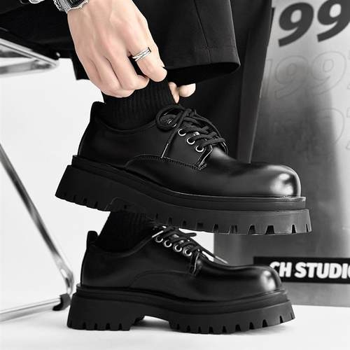 巴黎厚底德比鞋男高级感小众cleanfit黑色增高皮鞋英伦正装大头鞋 - 图2