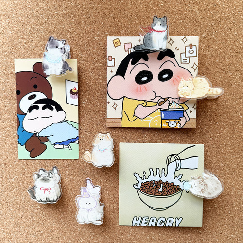 夹子图钉小猫咪按钉软木板毛毡板固定相片夹子钉照片墙不伤照片 - 图0