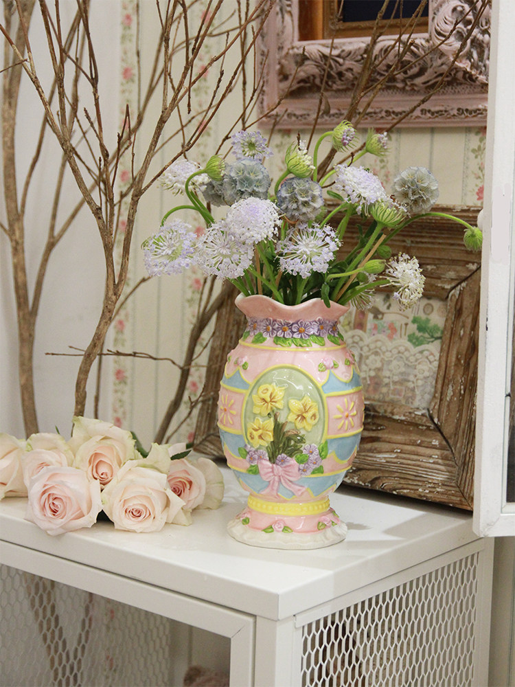铛哩铛vintage|复古可爱马卡龙花卉浮雕兰花玫瑰陶瓷花瓶花器礼物,淘宝优惠券,粉丝福利购,淘宝优惠卷