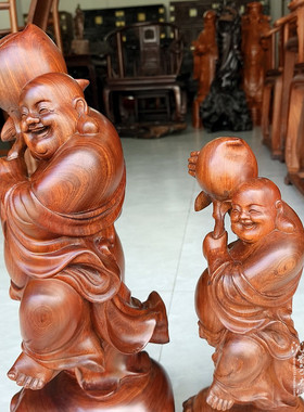 缅甸花梨大果紫檀手工雕弥勒笑佛