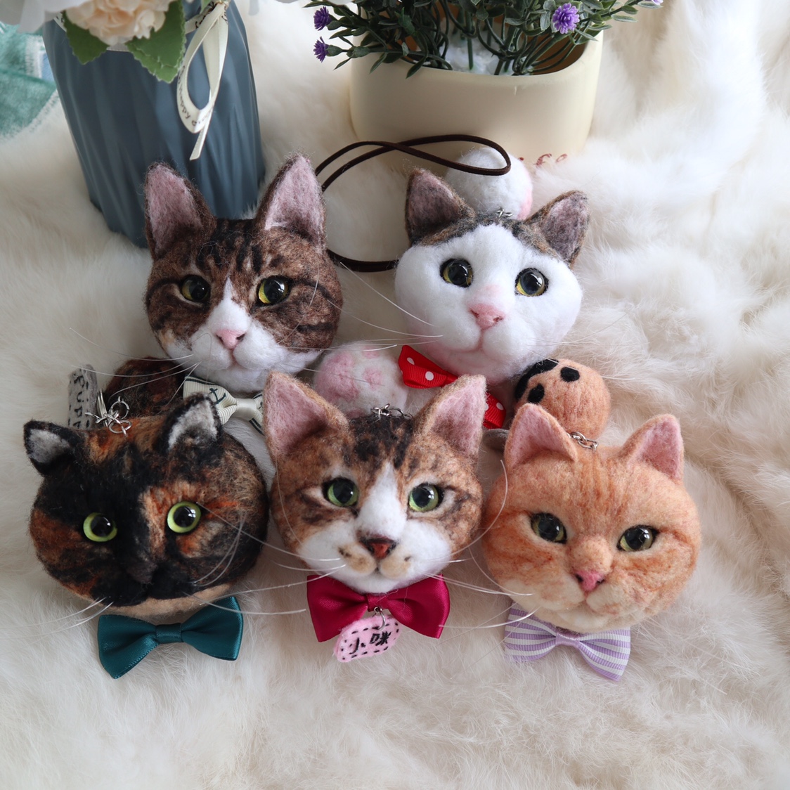 羊毛毡手工来图定做宠物猫咪蓝猫美短英短渐层波斯猫豹猫钥匙扣 - 图0