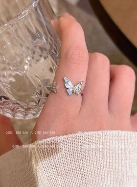 百搭精致锆石戒指手女轻奢戒蝴蝶
