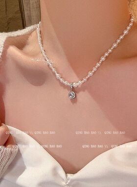 吊坠链颈链百搭项饰女方珍珠项链