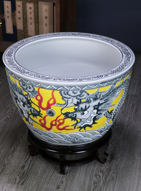 双龙戏珠景德镇陶瓷水缸鱼缸