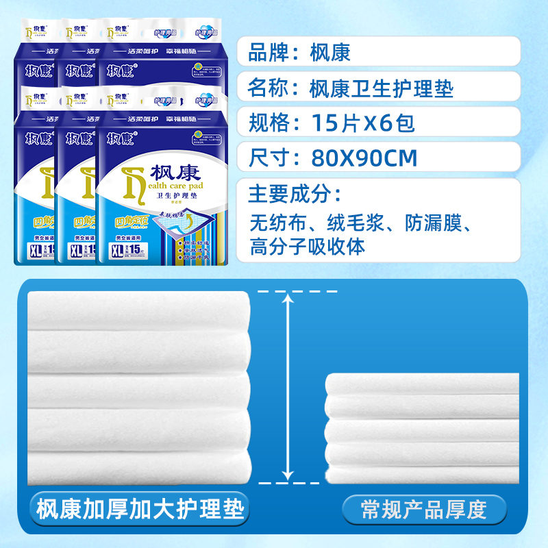 枫康成人护理垫老人80x90 一次性专用床垫老年人尿不湿加厚隔尿垫 - 图1