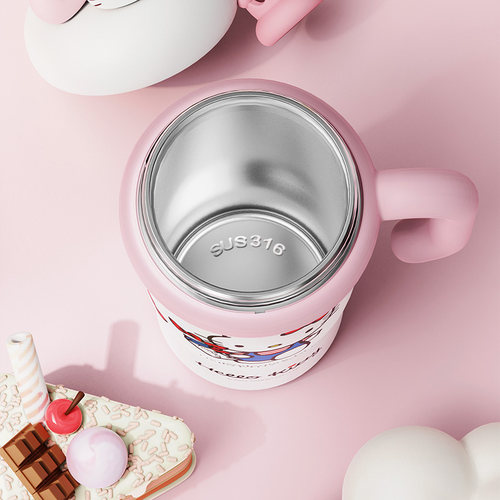 Hellokitty冰霸保温杯大容量女生高颜值便携办公室吸管水杯车载新 - 图0