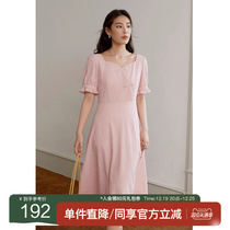 Solo bouquet Womens dress New Chinese style disc buckle square collar collar dress female summer Weasy Fat MM temperament National wind in the middle of a dress