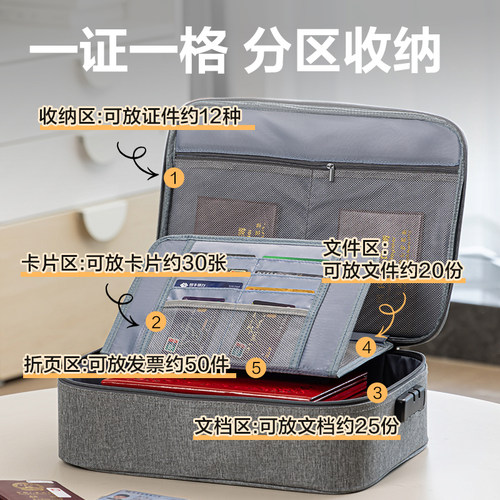 得力阻燃证件收纳包盒家用证书家庭户口本房产文件资料护照出生证 - 图0