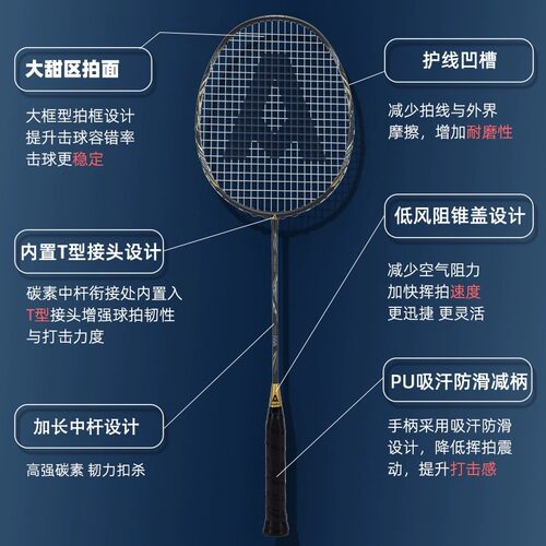 得力安格耐特羽毛球拍正品碳素纤维耐打型儿童学生单双拍套装旗舰 - 图1