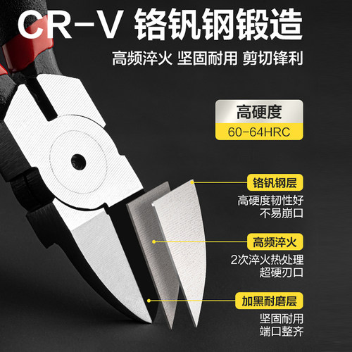得力工具斜口钳薄刀斜嘴钳迷你水口钳剪模型网线高达小电子剪偏口 - 图0