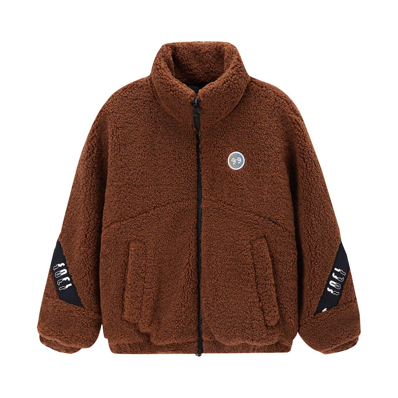 雪中飞秋冬男女同款温暖立领防风袖口羊羔绒童装羽绒服