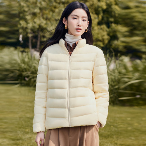 雪中飞26春装新款女立领短款轻薄羽绒服排骨羽绒休闲通勤居家简约 - 图2