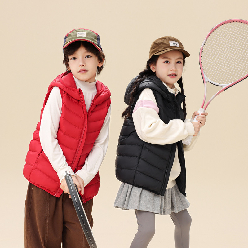 雪中飞2025冬新款男女童装连帽多彩轻薄羽绒马甲背心活泼外套,淘宝优惠券,粉丝福利购,淘宝优惠卷