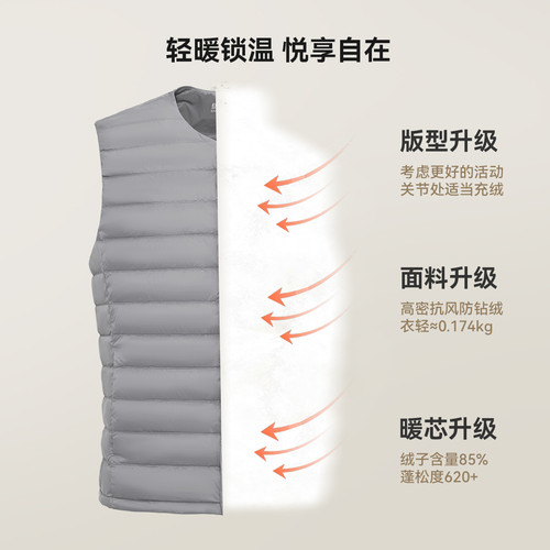 雪中飞热卖2025冬新款男女可变圆领排骨羽绒背心马甲叠穿舒适保暖 - 图3