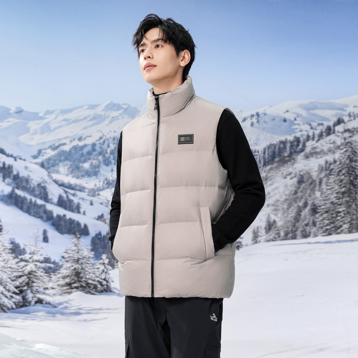 雪中飞2025冬新款冬季外穿轻薄立领羽绒马甲外套潮无袖坎肩男F,淘宝优惠券,粉丝福利购,淘宝优惠卷