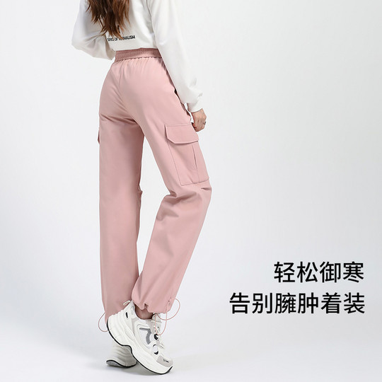 雪中飞25年新款男女中性羽绒裤工装户外防泼水时尚百搭抽绳F