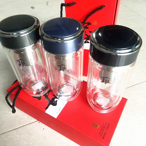 亚泰双层玻璃杯高档车载鹅蛋杯情侣水杯加厚大容量茶水分离玻璃杯 - 图0