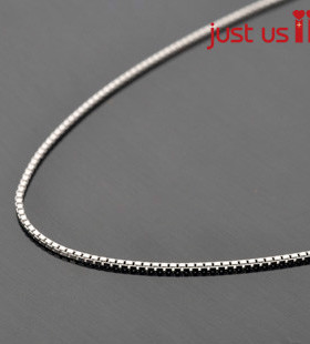 JUSTUS 纯银链子无吊坠925银项链女锁骨链细裸链颈链礼物方盒子链