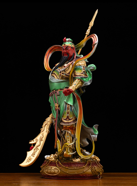 铜彩贴金五路财神佛像供奉摆件