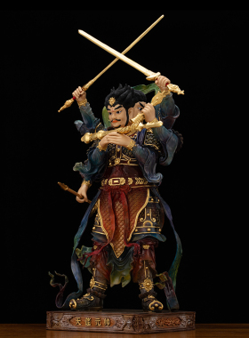 黄铜热染贴金天蓬元帅神像摆件