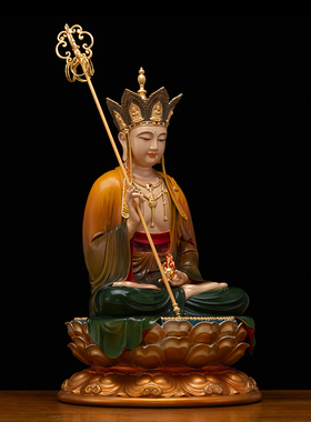 铜彩贴金娑婆三圣佛像供奉摆件