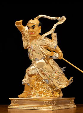 纯铜鎏金千里眼顺风耳神像摆件