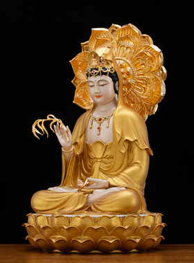 纯铜鎏金娑婆三圣佛像弥勒佛摆件
