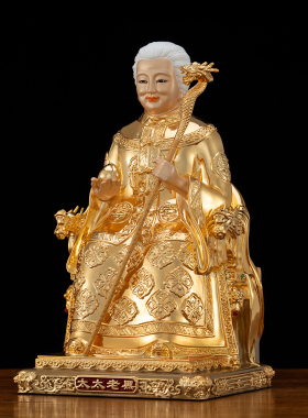 纯铜鎏金黑老太黑妈妈神像摆件