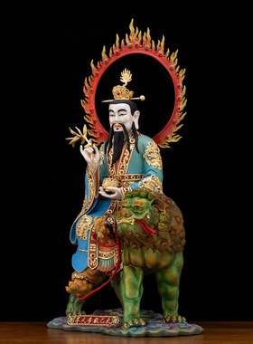 铜彩贴金太乙救苦天尊神像摆件
