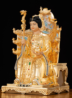 黄铜漆线雕玉皇大帝王母娘娘神像