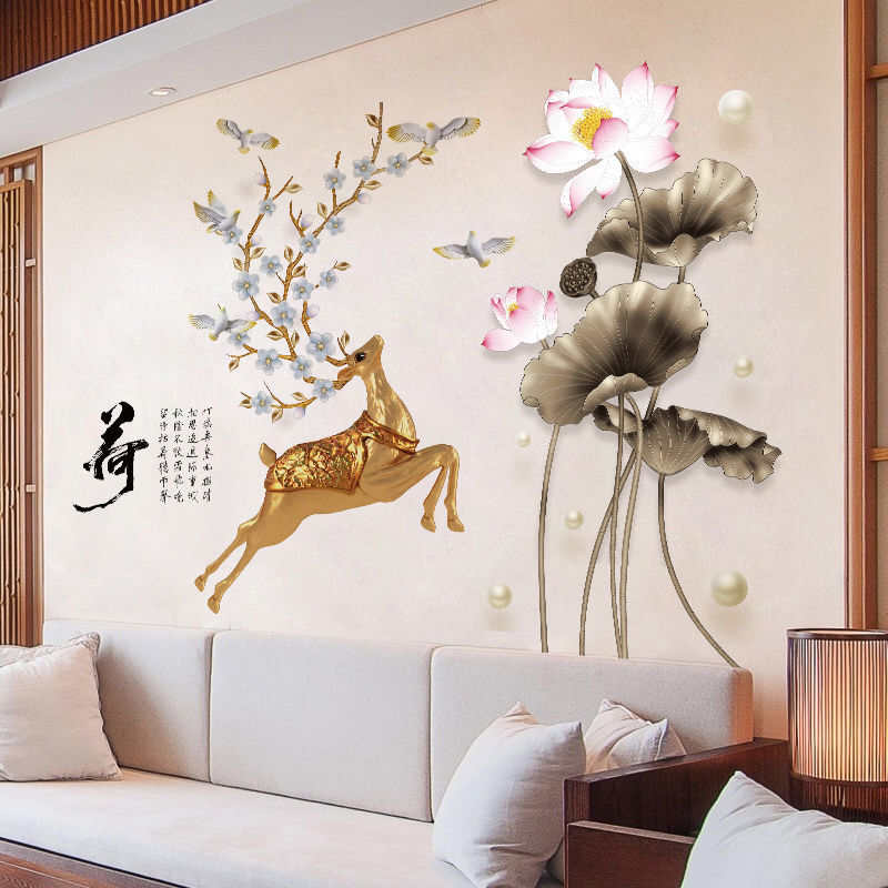 中国风花瓶3d立体墙贴画客厅背景墙壁画墙纸自粘卧室墙面装饰贴纸 - 图3