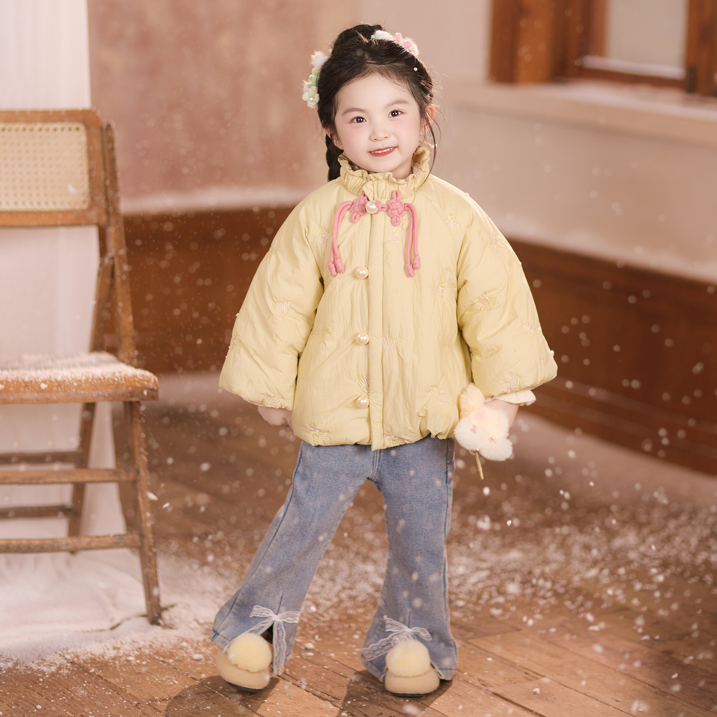 【奶泡泡】童锣湾女童汉服冬季新款汉元素改良款裤子套装加绒外套,淘宝优惠券,粉丝福利购,淘宝优惠卷