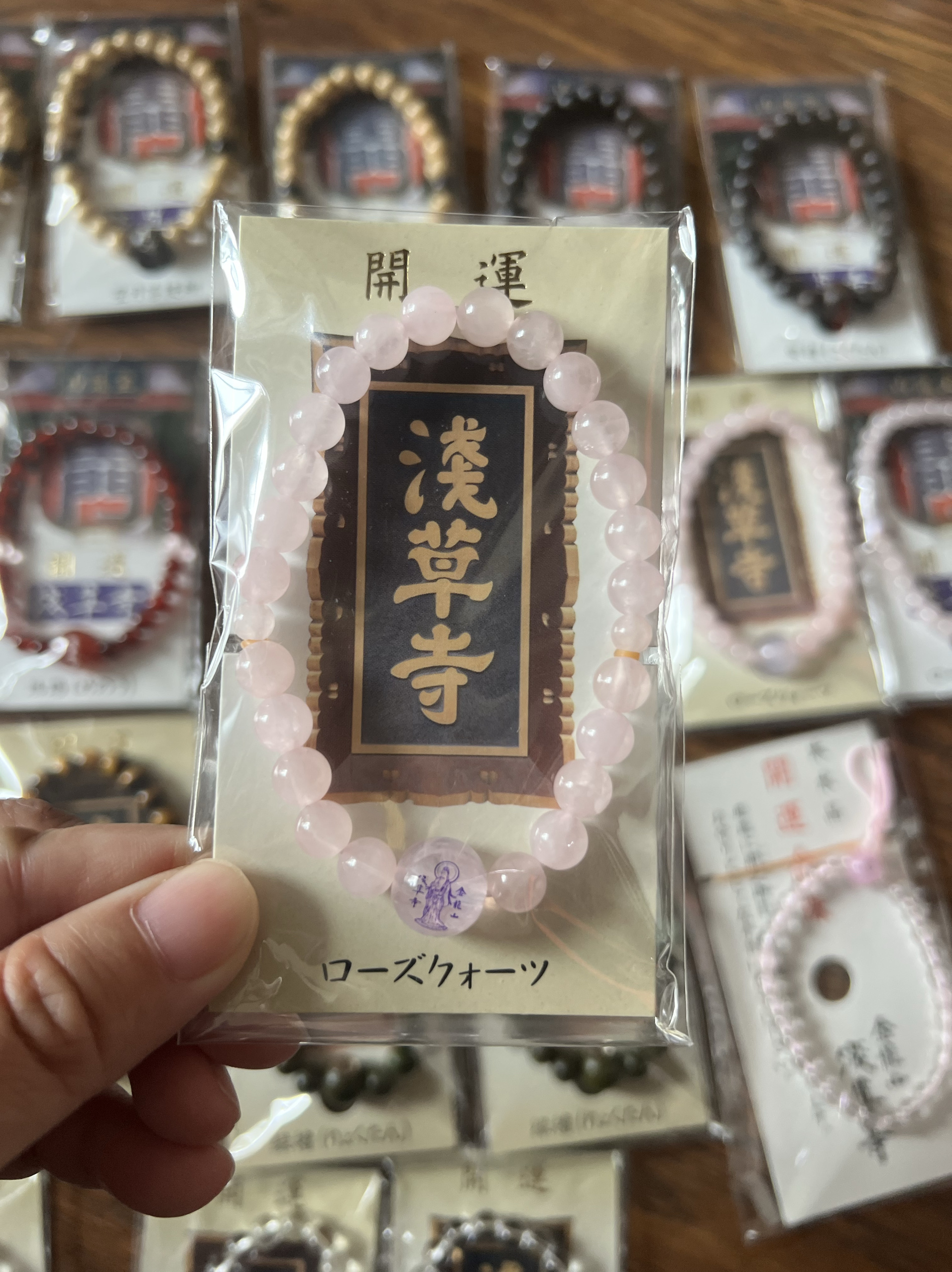 日本手串浅草寺佛珠日本现货绿檀黑檀星月菩提水晶粉晶 - 图0
