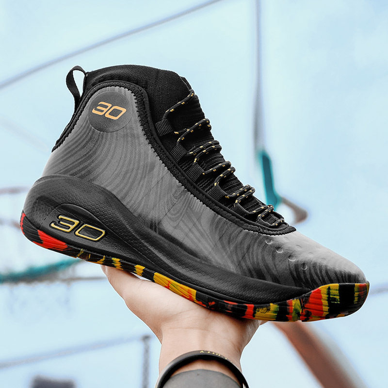 30号字母篮球鞋中小学生白色小白鞋实战靴男鞋大童鞋男女运动鞋子 - 图0