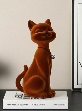 红色猫咪造型客厅玄关摆件