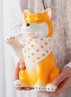 招财犬陶瓷摆件狗客厅创意家居装饰品可爱办公室桌面鞋柜玄关摆设