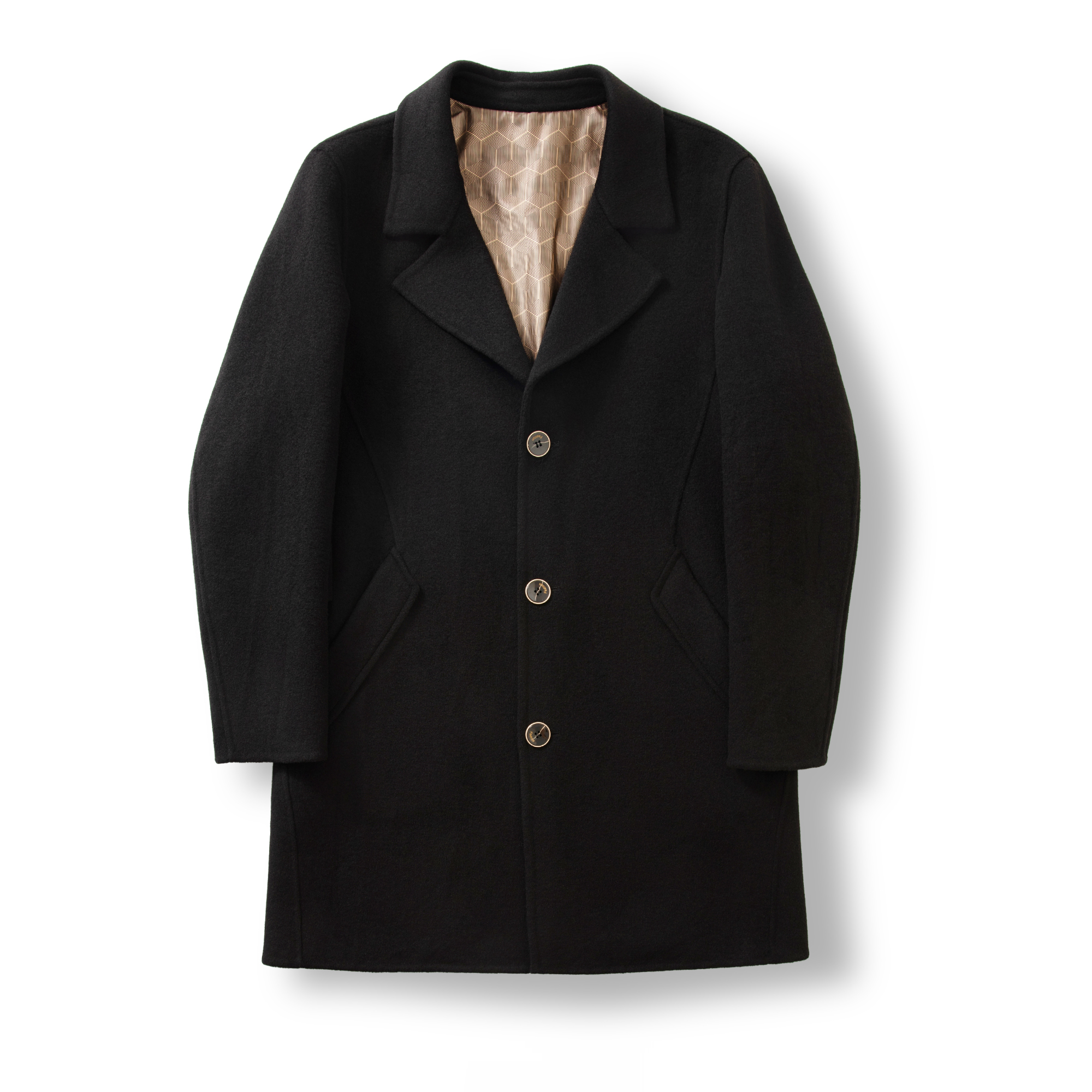 70.8%绵羊毛 冬季男士立体剪裁厚实防风保暖气质中长款呢大衣风衣 - 图2