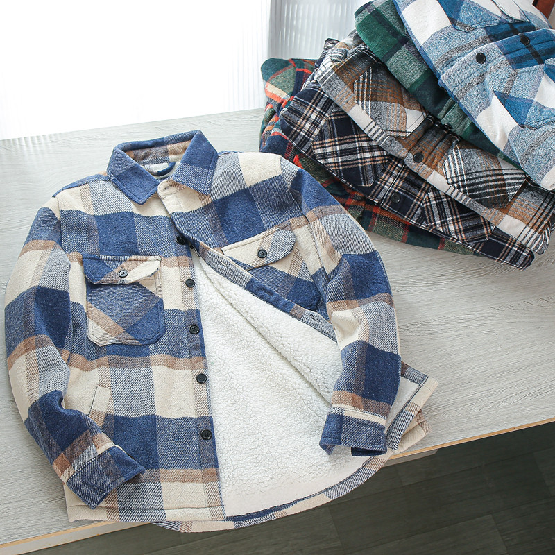 出口西班牙 法兰绒格子加绒加厚 冬季男士保暖羊羔绒衬衣夹克外套,淘宝优惠券,粉丝福利购,淘宝优惠卷