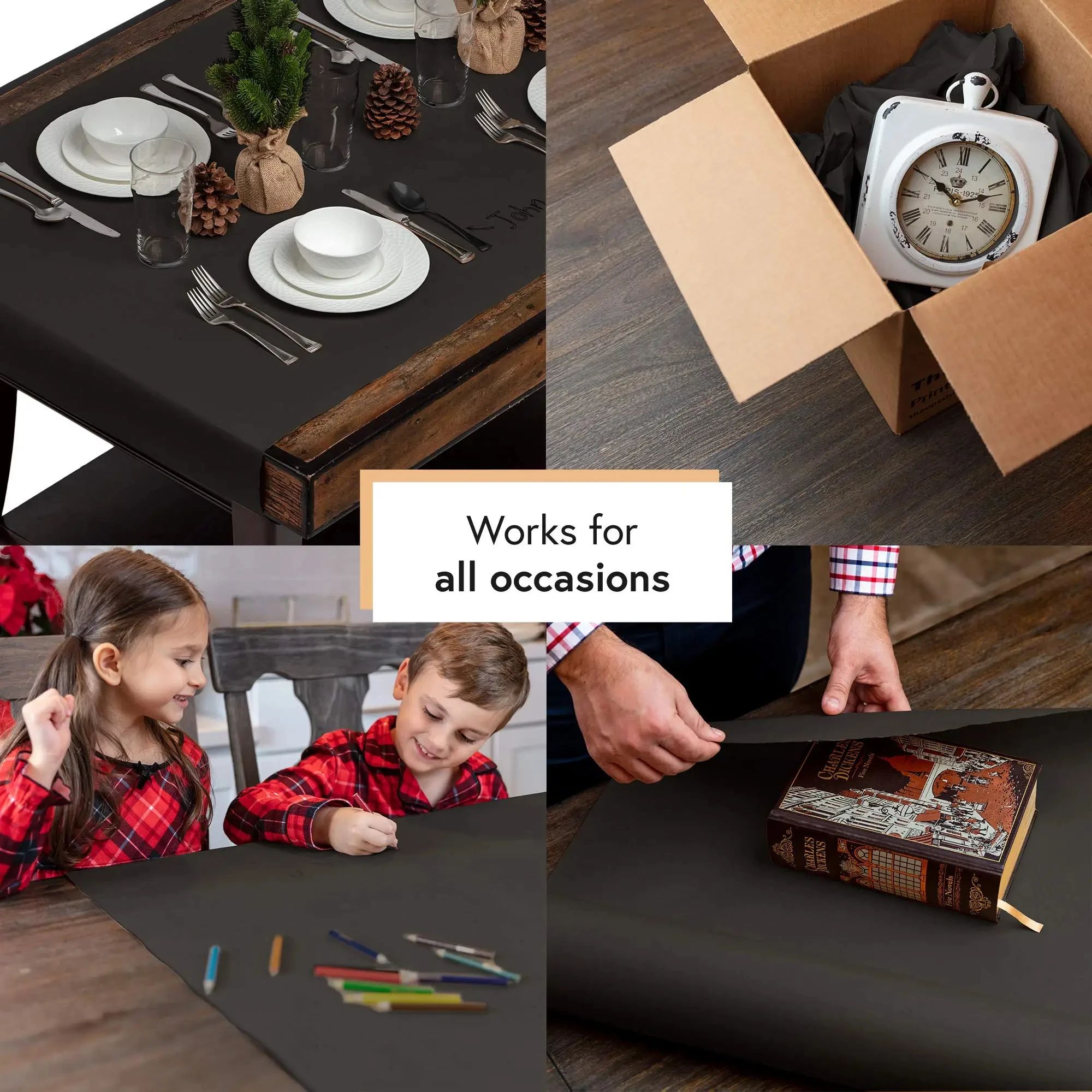 Black Origami KRAFT For Paper GIFT WRAPPING Raw ROLL DESIPac - 图2