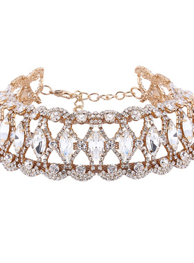 欧美夸张锆石水晶颈链性感项链女 choker necklace women jewelry